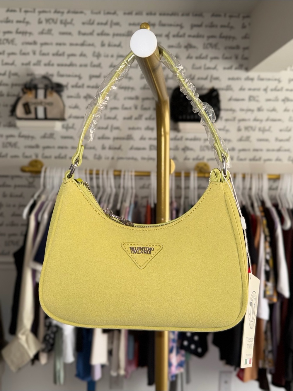 Valentino Orlandi Pella Shoulder Handbag Lime Green